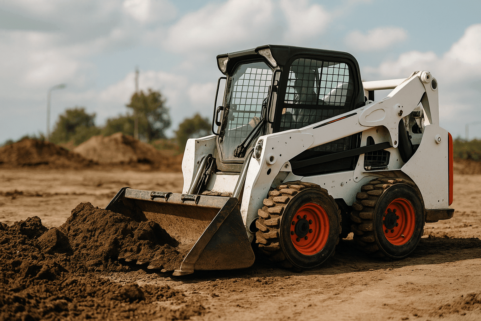 “Skid steer loader working at a construction site”